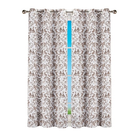 Collections Etc Elegant Scroll Print 40-inch Grommet Top Curtain Panel ...