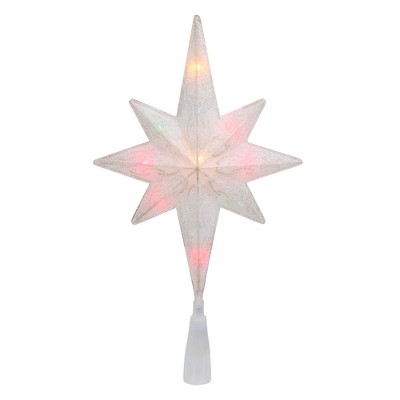 Northlight 11" White Frosted Bethlehem Star with Gold Scrolling Christmas Tree Topper - Multi Lights