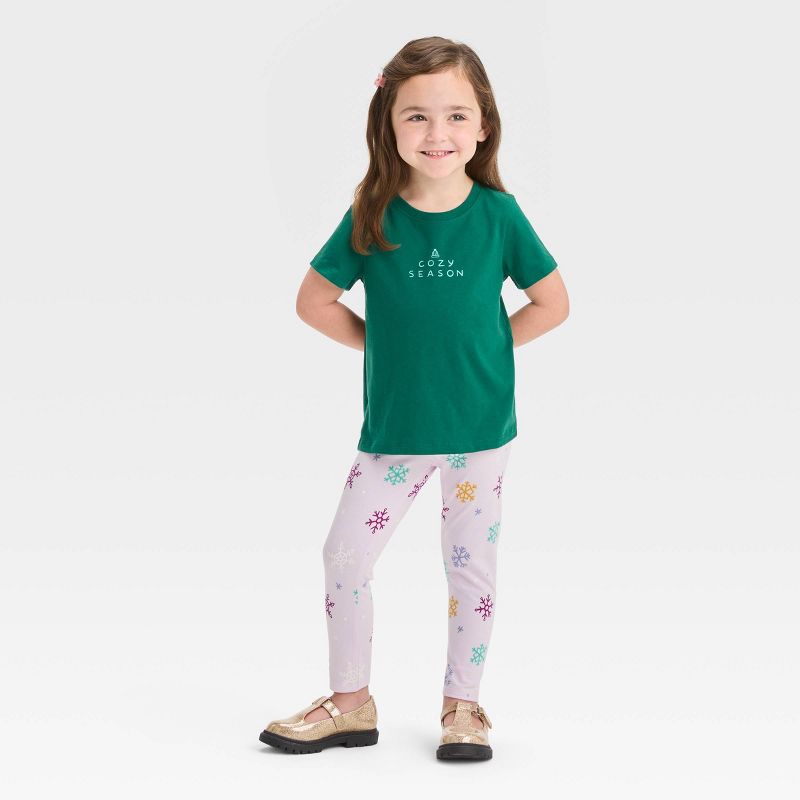 Toddler Girls' Cozy Short Sleeve T-Shirt - Cat & Jack™ Forest Green, 4 of 7