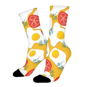 Fried Eggs Women Printed Crew Socks Funny Funky Socks Soft Polyester Novelty Gifts for Artists Men - 1 of 1