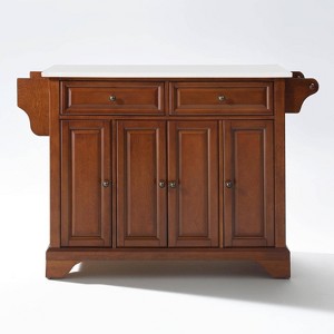 Lafayette Granite White Top Full Size Kitchen Island/Cart Cherry - Crosley: Traditional Style, MDF & Wood Frame, 2 Drawers, 4 Doors - 1 of 4