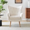 GDFStudio Faschia Indoor Tufted Boucle Club Chair with Oak Legs, White/Dark Brown - image 2 of 4