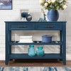 PAGED Rectangle Console Table with 2 Storage Drawers and 2 Tiers Shelves,42 inch Mid-Century Entryway Table for Living Room,Hallway - 2 of 4