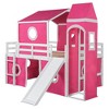 JUJABU Full Size Loft Bed with Slide Pink Tent and Tower - 2 of 4