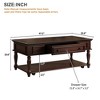 Luxystar Farmhouse Coffee Table with One Drawer Lockable Wheels and Solid Wood Legs for Living Room, Espresso - 4 of 4