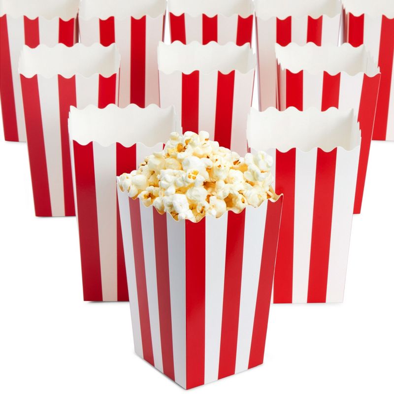 100 Mini Popcorn Boxes 3x5 Party Snack Favor Treat Containers Red/White, 20 Oz, 3 of 9