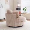 40" Oversized Corduroy Swivel Barrel Chair with 360° Base and 4 Pillows for Living Room or Bedroom-Cuddlewood - 3 of 4