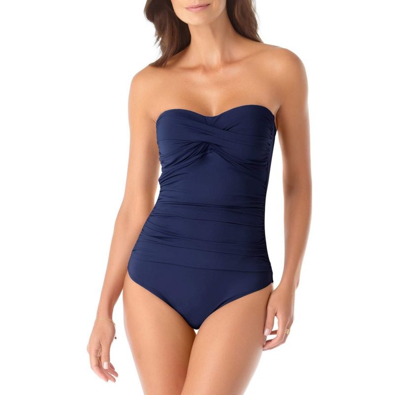 Anne Cole - Women's Twist Front Shirred One Piece Swimsuit, 1 of 4