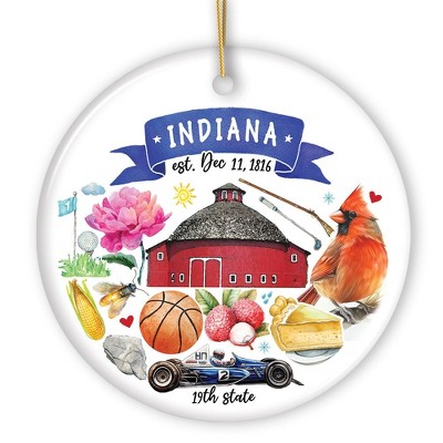 Artistic Indiana State Themes and Landmarks Christmas Ornament| OrnamentallyYou
