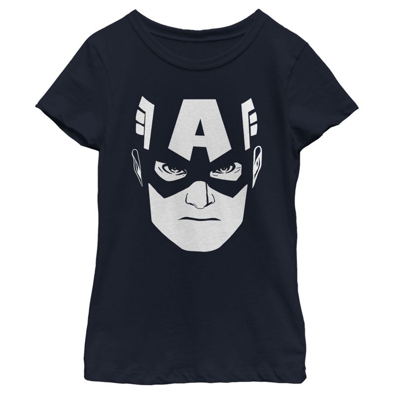 Girl's Marvel Cap Big Face T-Shirt, 1 of 5