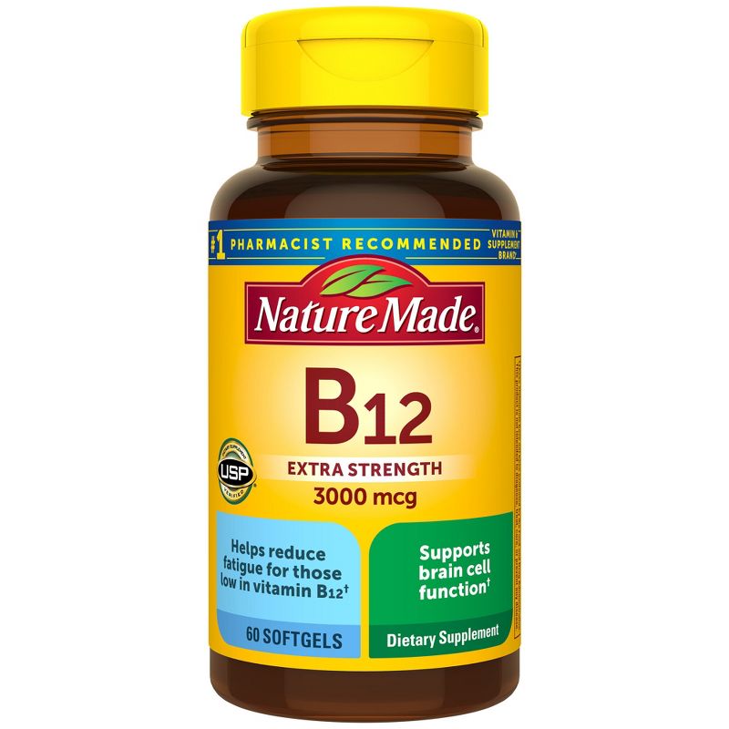 Nature Made Extra Strength Vitamin B12 3000 mcg Energy Metabolism Support Softgels - 60ct, 1 of 11