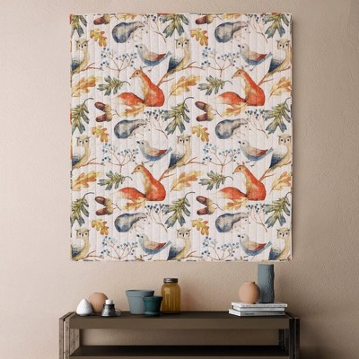 Willow Natural and Blue Reversible Cotton Throw Blanket