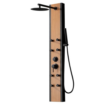 BWE 8-Jet Rainfall Shower Panel System with Rainfall Waterfall Shower Head and Shower Wand