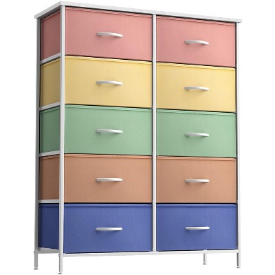 Sorbus 10 Drawers Dresser - Furniture Storage for Bedroom, Closet, Office Organization - Steel Frame, Wood Top, Fabric Bins