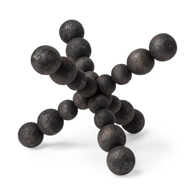 HomeRoots 9" Black Beaded Wooden Decorative Jack Tabletop Sculpture