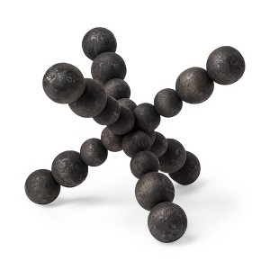 HomeRoots 9" Black Beaded Wooden Decorative Jack Tabletop Sculpture - 1 of 4