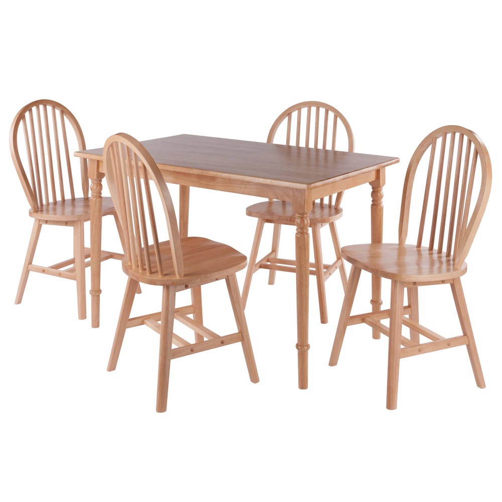 Photos - Dining Table 5pc Ravenna  Set Natural - Winsome: Rectangle Wood, 4 Chairs, Transitional Style