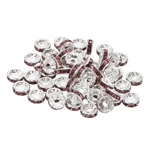 Unique Bargains Rhinestone Small Bulk Glass Spacer Beads for Jewelry Making 100 Pcs 0.31" Purple - 1 of 4