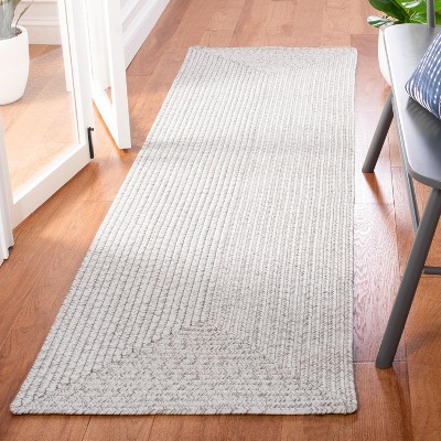 Handmade Silver/Grey Braided Reversible Runner Rug 2'3" x 6'