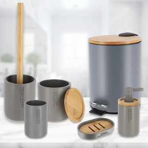Evideco French Home Goods Bathroom Accessories with Natural Accents, Modern 6-piece Set - 1 of 4