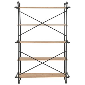 vidaXL Bookshelf Wall Bookcase Storage Standing Shelf Solid Firwood and Steel - 1 of 4
