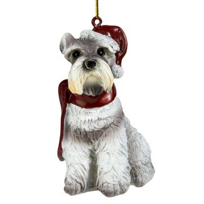Festive Miniature Schnauzer Holiday Dog Ornament in Resin