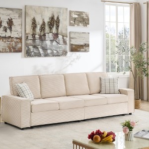 ODK 4 Seater Modular Sectional Sofa, Convertible Deep Couch with Wide Armrests, Plush Backrest, Modern Corduroy Upholstered Couches for Living Room - 1 of 4