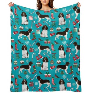 English Springer Spaniel Christmas Christmas Throw Blanket Soft Fleece Christmas Blanket Cozy Flannel Throw for Couch Bed 40x50 inches - 1 of 1