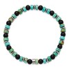 Chisel Stainless Steel Polished 6.30mm Marine-Green Emperor and Onyx Beaded 8" Stretch Bracelet - 3 of 4