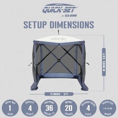 CLAM Slate Blue 6' x 6' Portable Pop-Up Gazebo Canopy Shelter