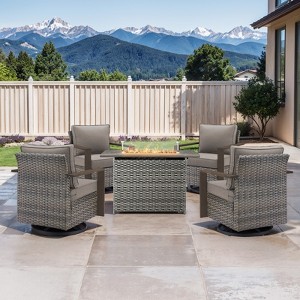 Buenhomino Outdoor Furniture with Fire Pit -Patio Table and Chairs Set of 4 Swivel Patio Chairs for Deck Porch Garden Poolside Backyard - 1 of 4
