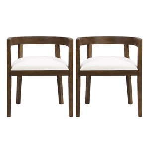 Christopher Knight Home Set of 2 Allison Fabric Upholstered Wood Tub Dining Chairs Beige/Dark Brown - 1 of 4