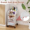Rolling Makeup Cart Organizer with 3 Drawers, 4-Tier Narrow Floor Skincare Organizers with dividersr - 4 of 4