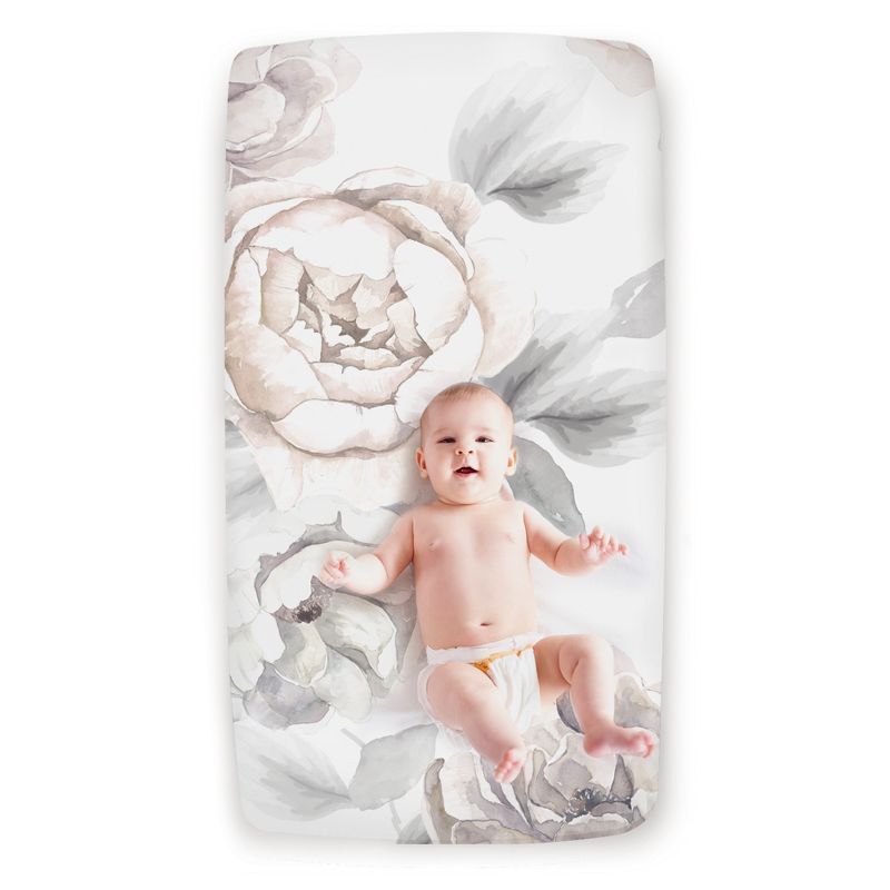 Lambs & Ivy Signature Watercolor Floral Organic Cotton Fitted Crib Sheet, 1 of 8