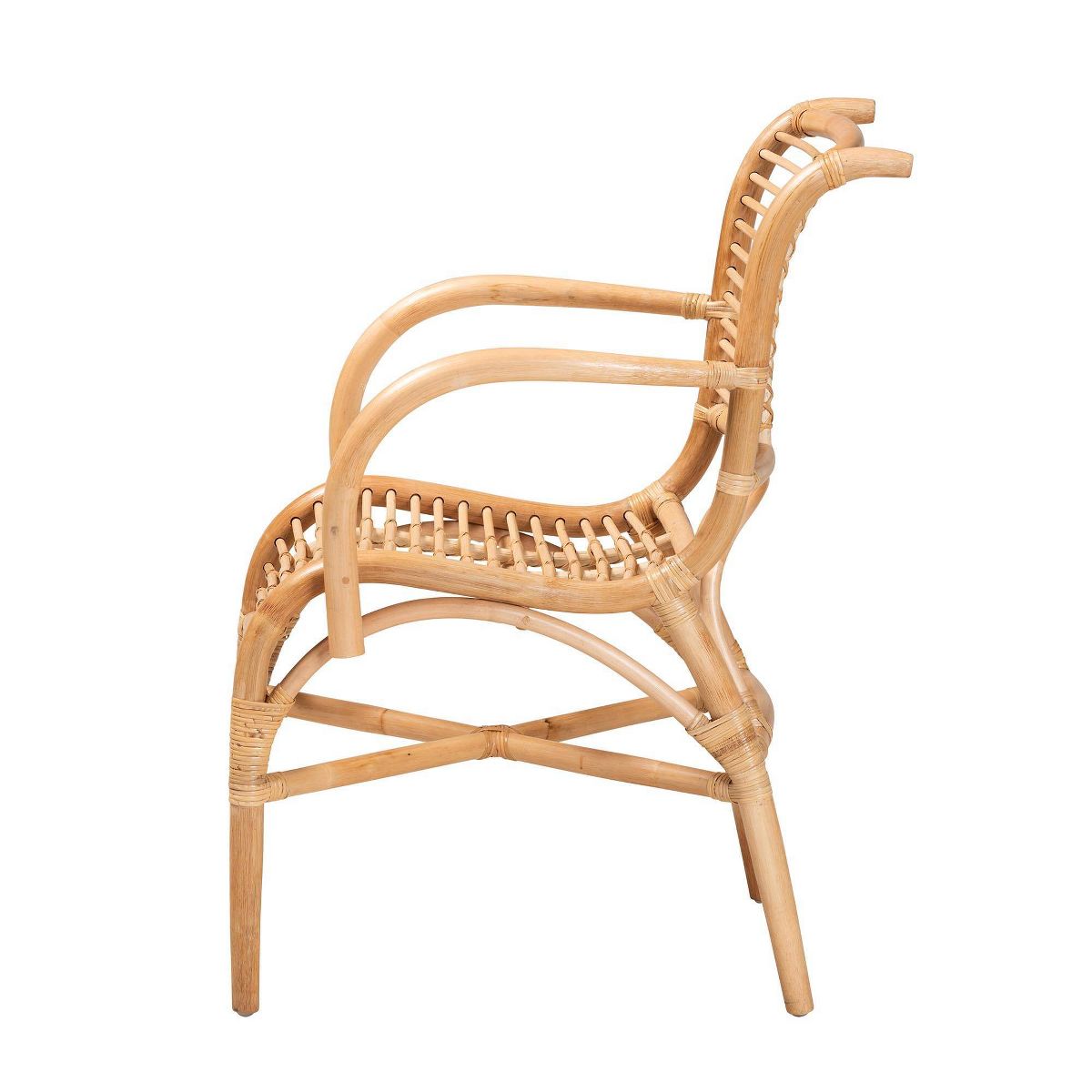 bali & pari Seminyak Natural Rattan Lounge Chair Natural Brown: Indoor Wicker Accent, No Swivel - thumbnail 4