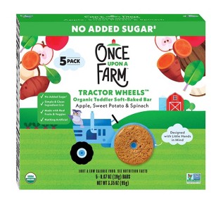 Once Upon a Farm Tractor Wheels Apple Sweet Potato & Spinach Baby Snacks - 3.35oz - 1 of 4
