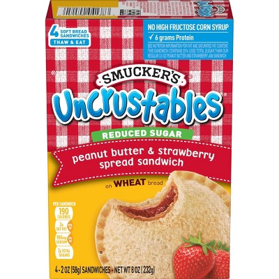 Smucker&#39;s Uncrustables Frozen Whole Wheat Peanut Butter &#38; Strawberry Jam Sandwich - 8oz/4ct