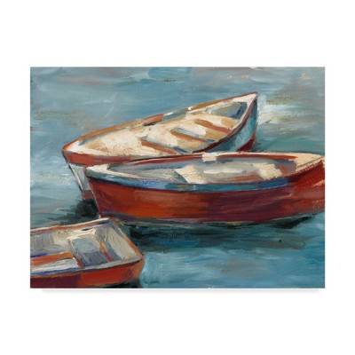 Ethan Harper Coastal Boats Landscape Canvas Print in Blue and Red