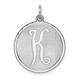 Black Bow Jewelry Sterling Silver, Makayla Collection, 20mm Disc Initial K Pendant - 1 of 4