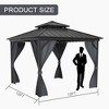 Outdoor Gazebo, Galvanized Steel Double Roof Canopy with Mosquito Net and Curtain, for Garden, Patio, Terrace, Party, Deck, Gray - 2 of 4