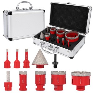 Diamond Tile Hole Saw Kit 10pcs, for Tile Porcelain Ceramic Marble with Chamfer Drill Bit and Hexagonal Shank Adapter - 1 of 4