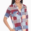 Women's Short Sleeve Plaid Button-Down Shirt Dress - White Mark - 4 of 4