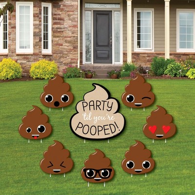 Big Dot of Happiness Party 'Til You're Pooped  - Yard Sign & Outdoor Lawn Decorations - Poop Emoji Party Yard Signs - Set of 8