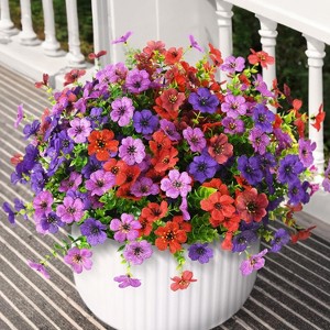 Artificial Flowers for Outdoors, 30 Bundles Multicolor Silk Fake Flowers with Ferns, UV-Resistant Faux Plant, for Home Planter Porch Patio Yard - 1 of 4