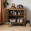 31" Walnut Wood Buffet Sideboard Cabinet with Line Groove Doors, Modern Farmhouse Accent Storage Cabinet for Living Room Kitchen Entryway - 4 of 4