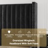 Bed Frame Upholstered Bed Wingback Headborad Velvet Channel Tufted - 4 of 4