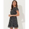 INSPIRE CHIC Women's Ruffle Sleeve Self-Tie V Neck Mini A-Line Floral Dress - 3 of 4