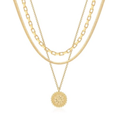 Turandoss 18K Gold Coin Layered Necklaces for Women Trendy - Dainty Coin Stacked Pedant Necklace Snake Chain, Gold Jewelry for Women, Christmas Gifts