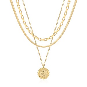 Turandoss 18K Gold Coin Layered Necklaces for Women Trendy - Dainty Coin Stacked Pedant Necklace Snake Chain, Gold Jewelry for Women, Christmas Gifts - 1 of 4