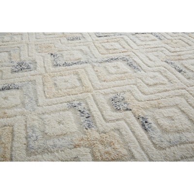 Handmade Tufted Wool Geometric Blue Area Rug - 4' x 6'